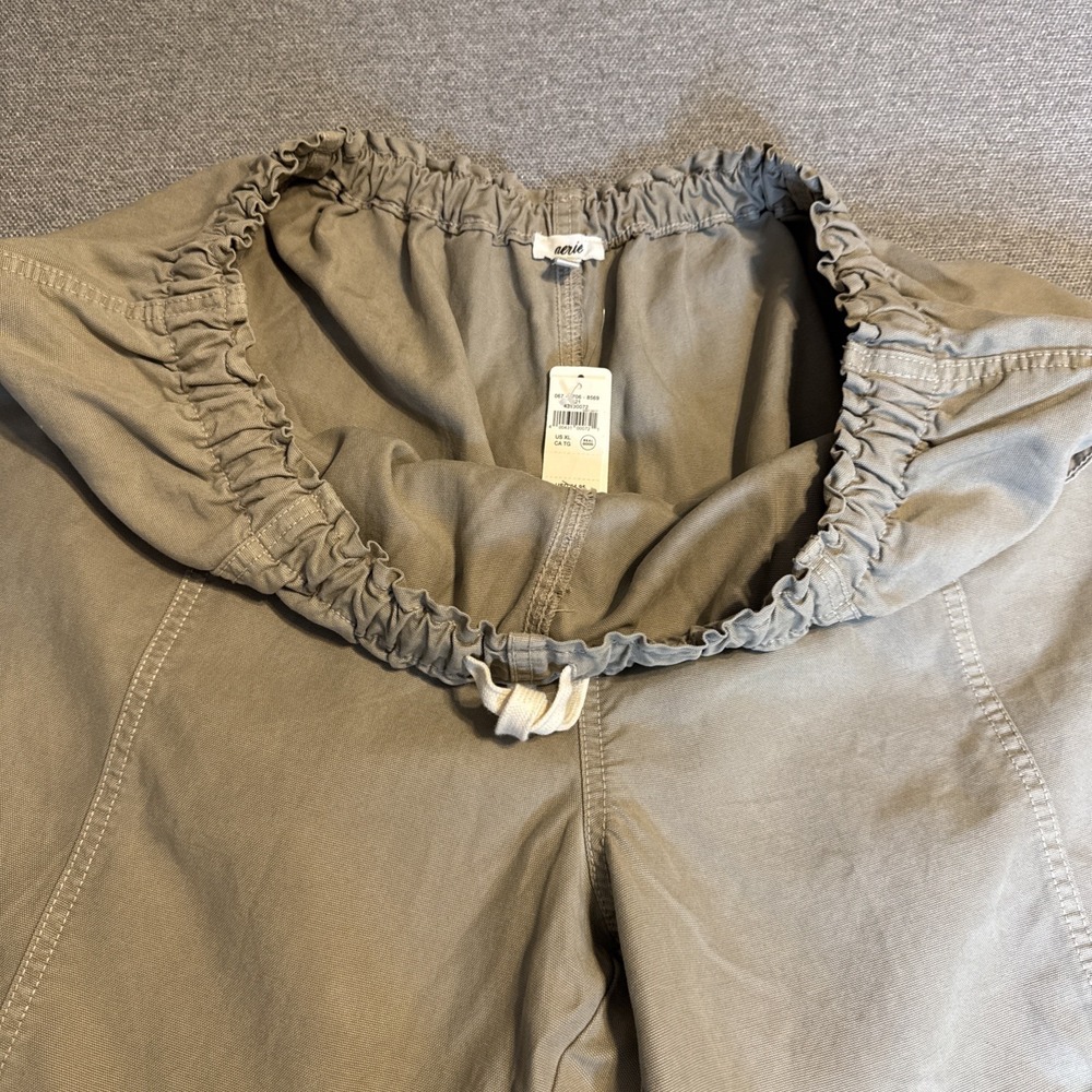Aerie Women's Light Army Green Elastic Waist Drawstring Shorts XL  Baggy - Picture 11 of 14